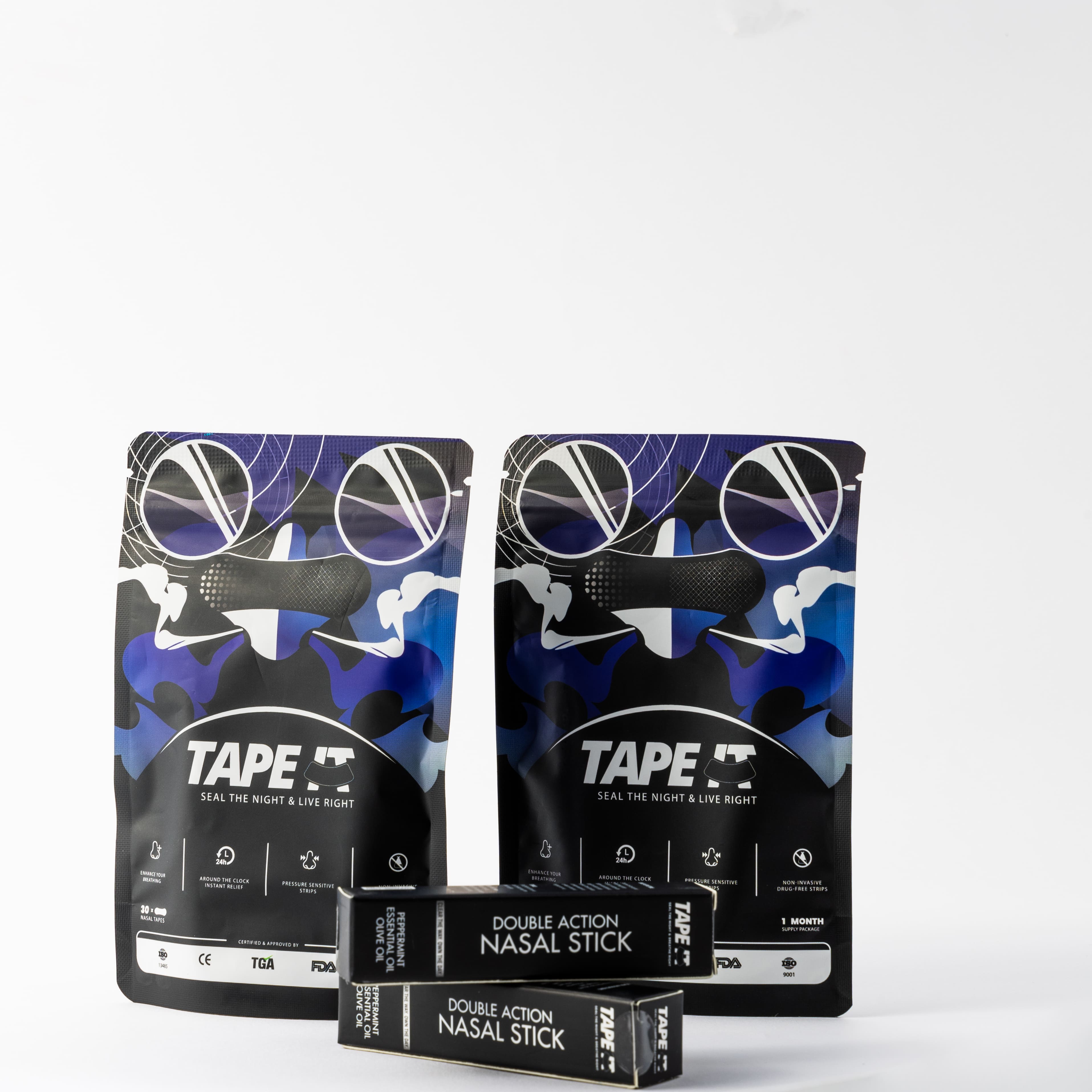 The Double Trouble Bundle  : 2 Nasal Strip Packs + 2 Nasal Sticks